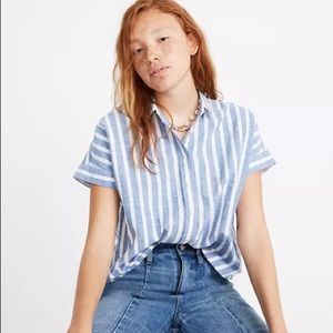 Madewell Cropped Button Down Striped Shirt M